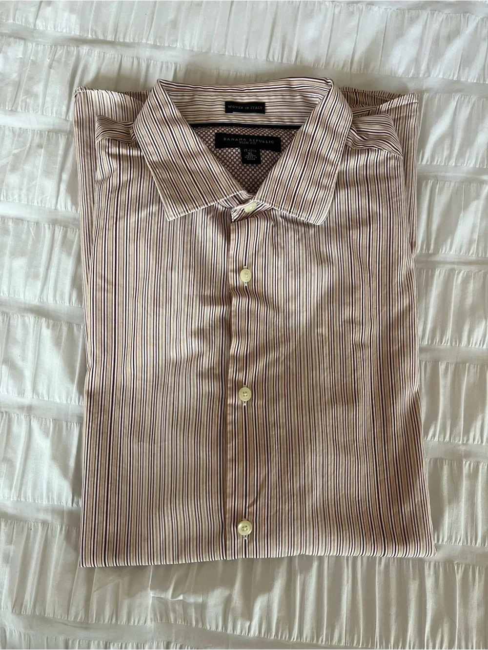 Banana Republic Men's XL Slim Fit Striped Dress Shirt With French Cuff Sleeves